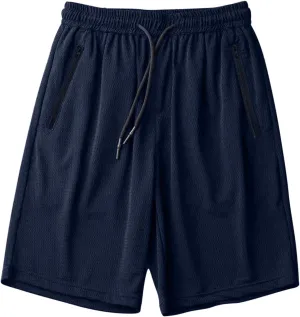 Big and Tall Shorts for Men Casual Breathable Mesh Quick Dry Solid Athletic Short Drawstring Elastic Waist Pants