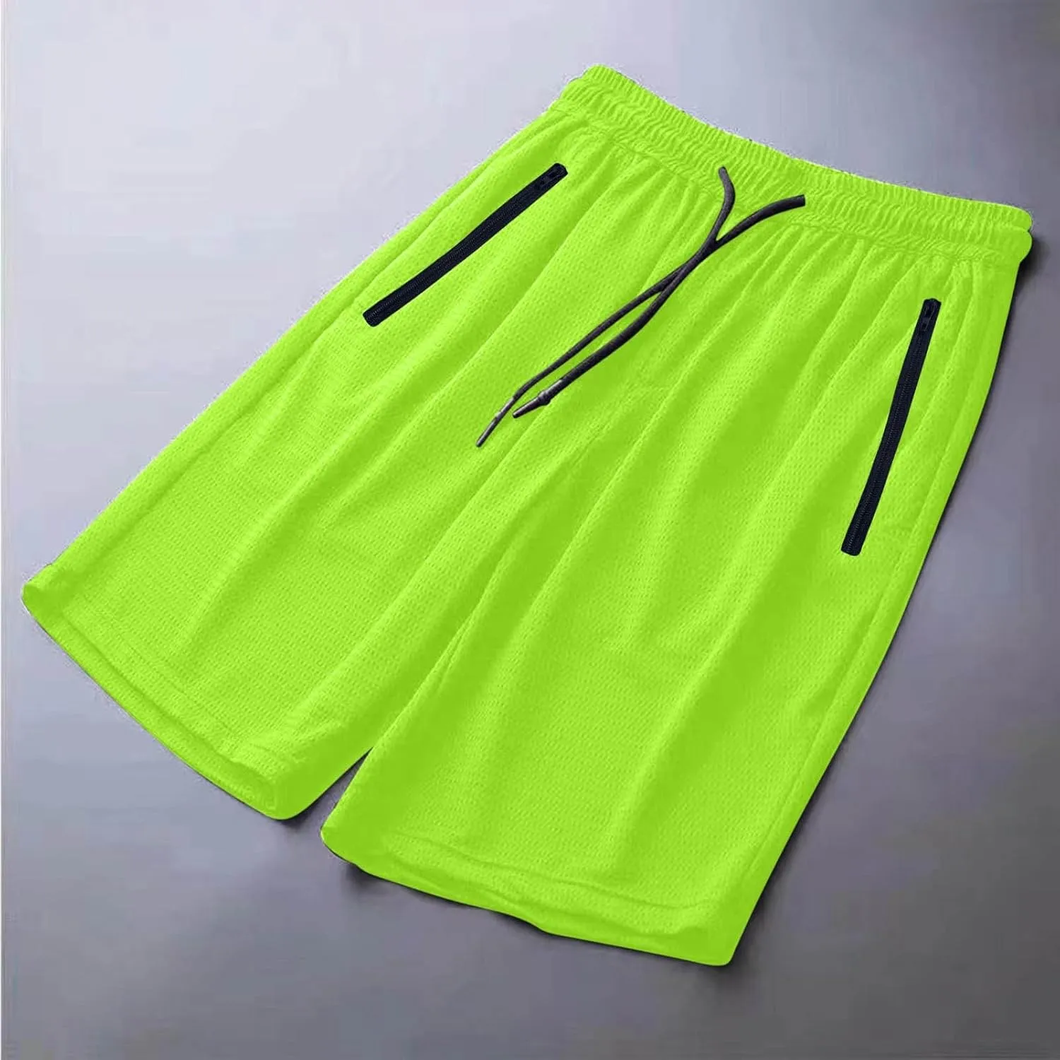 Big and Tall Shorts for Men Casual Breathable Mesh Quick Dry Solid Athletic Short Drawstring Elastic Waist Pants