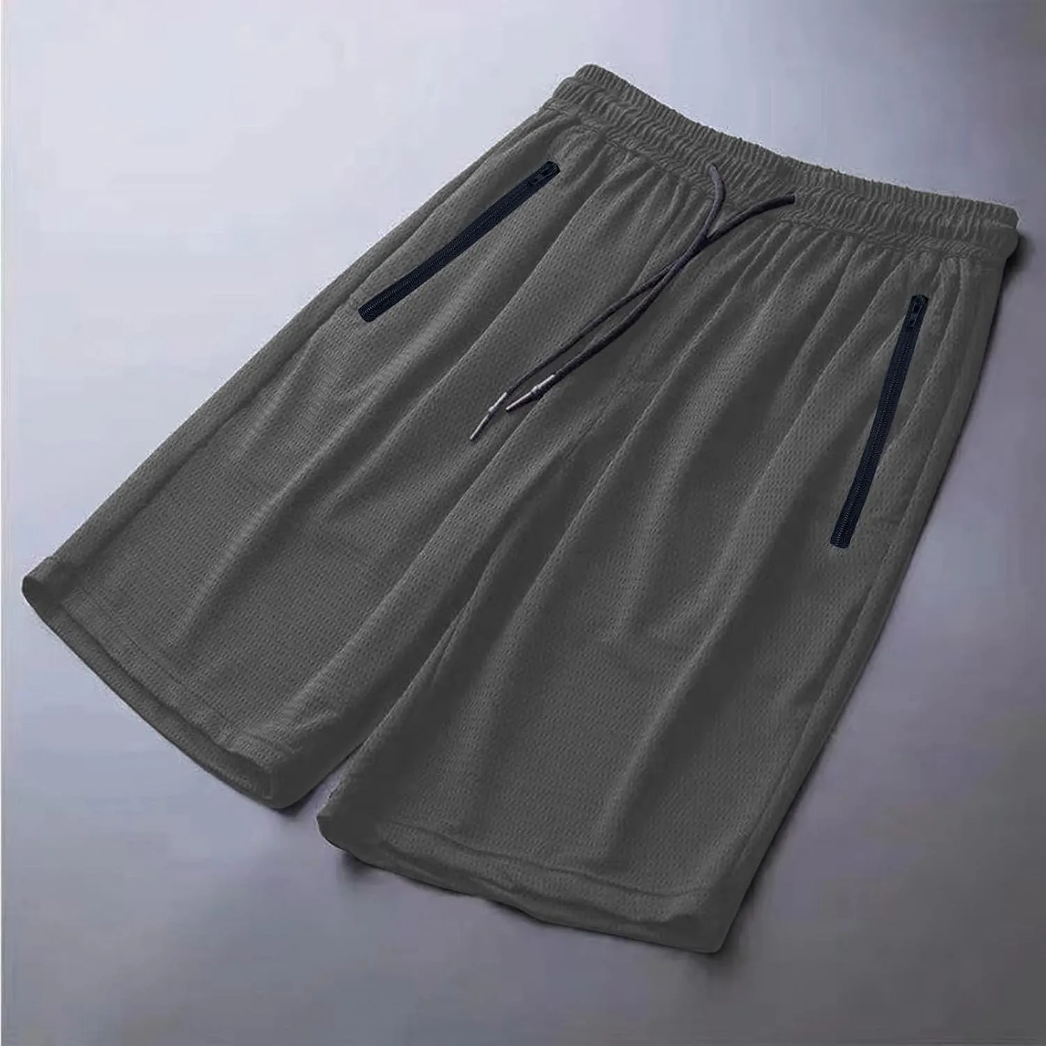 Big and Tall Shorts for Men Casual Breathable Mesh Quick Dry Solid Athletic Short Drawstring Elastic Waist Pants