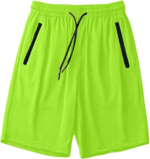 Big and Tall Shorts for Men Casual Breathable Mesh Quick Dry Solid Athletic Short Drawstring Elastic Waist Pants