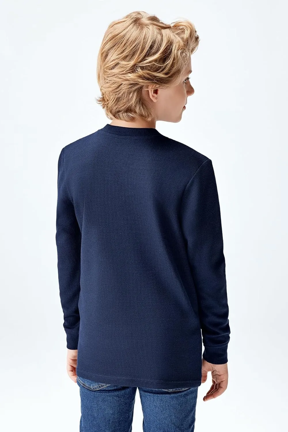 Brix Boys' Long Sleeve Thermal - Henley Shirt Waffle Fashion Clothes.