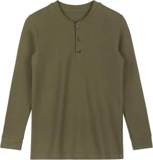 Brix Boys' Long Sleeve Thermal - Henley Shirt Waffle Fashion Clothes.