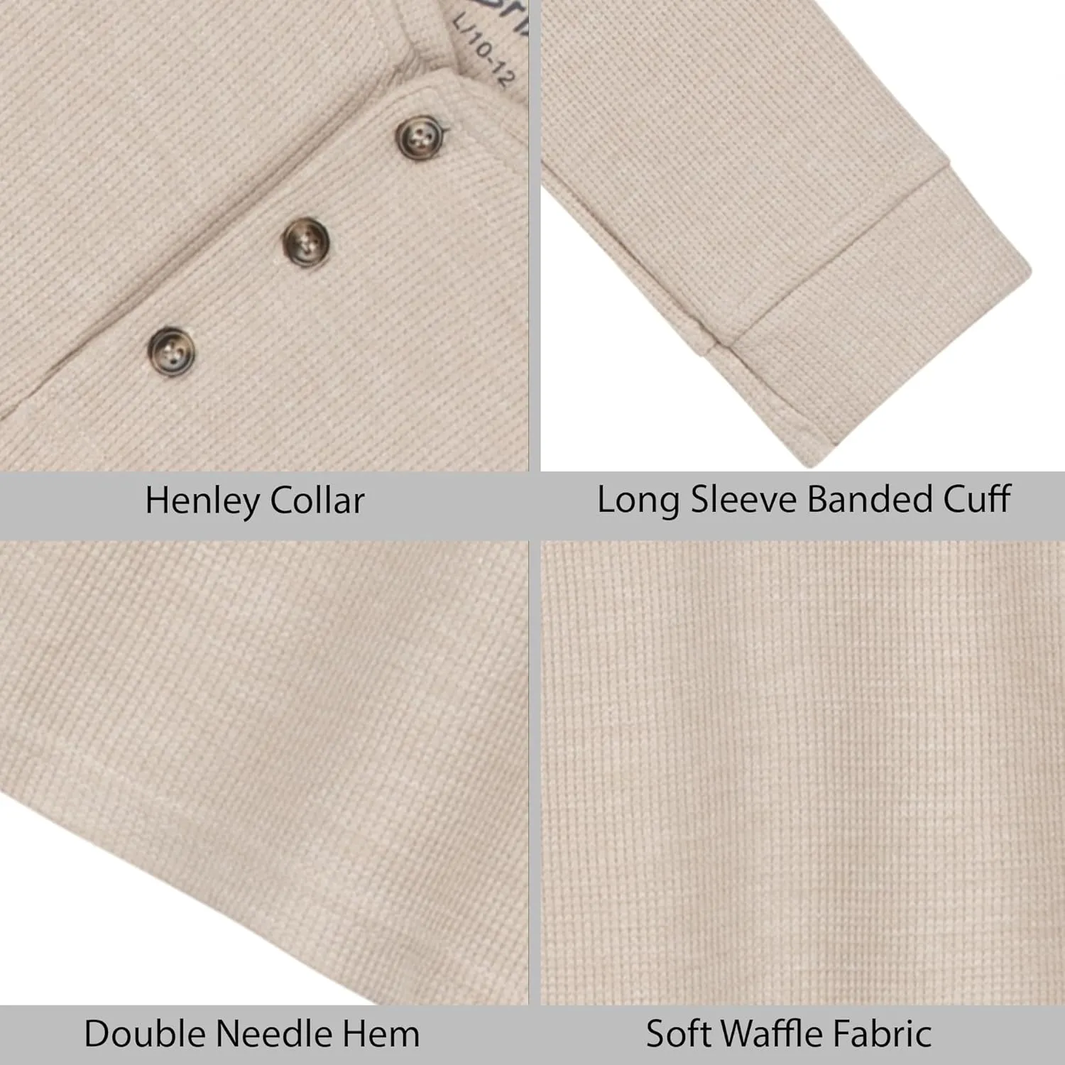 Brix Boys' Long Sleeve Thermal - Henley Shirt Waffle Fashion Clothes.