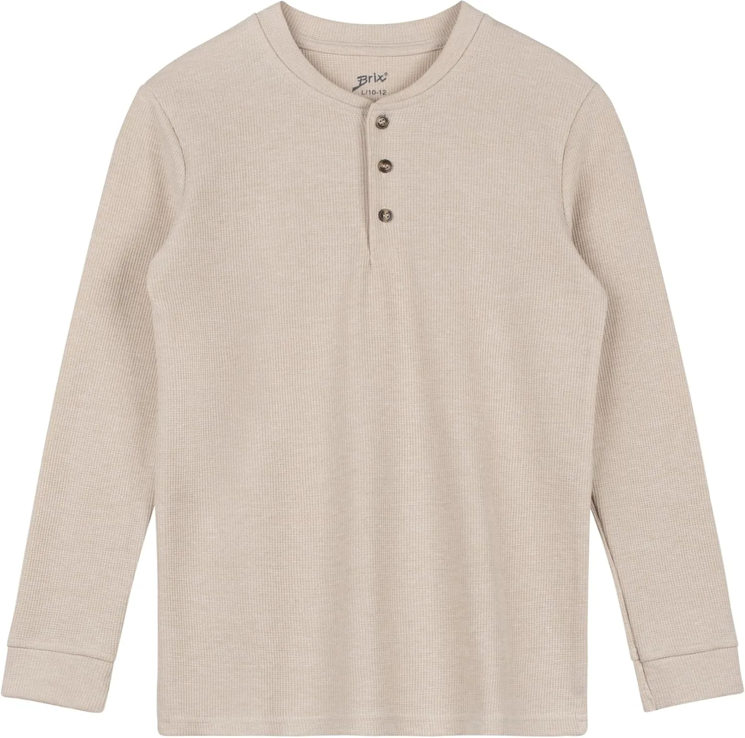 Brix Boys' Long Sleeve Thermal - Henley Shirt Waffle Fashion Clothes.