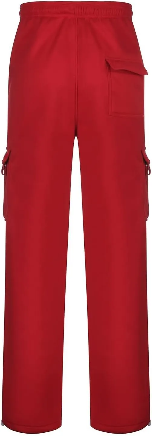 DIYAGO Cargo Sweatpants Men Big and Tall Baggy Tactical Workout Trouser Athletic Straight Jogger Open Leg Sweatpant Pocket