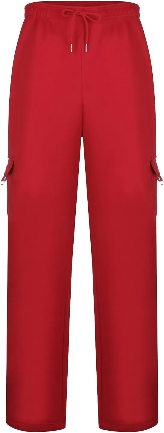 DIYAGO Cargo Sweatpants Men Big and Tall Baggy Tactical Workout Trouser Athletic Straight Jogger Open Leg Sweatpant Pocket