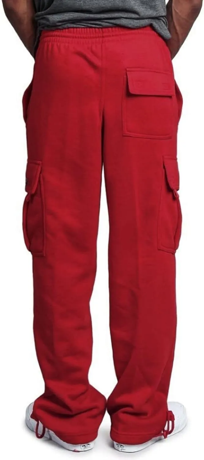 DIYAGO Cargo Sweatpants Men Big and Tall Baggy Tactical Workout Trouser Athletic Straight Jogger Open Leg Sweatpant Pocket