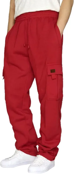 DIYAGO Cargo Sweatpants Men Big and Tall Baggy Tactical Workout Trouser Athletic Straight Jogger Open Leg Sweatpant Pocket