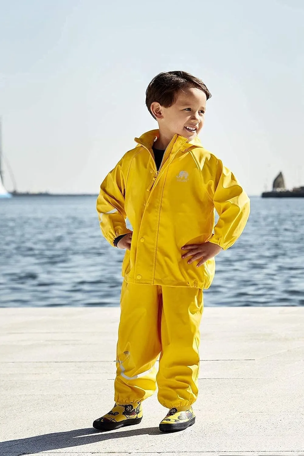 European Kids Rain and Snow Suit for Boys Girls with Detachable Hood, Waterproof Raincoat and Pants for Rain and Snow