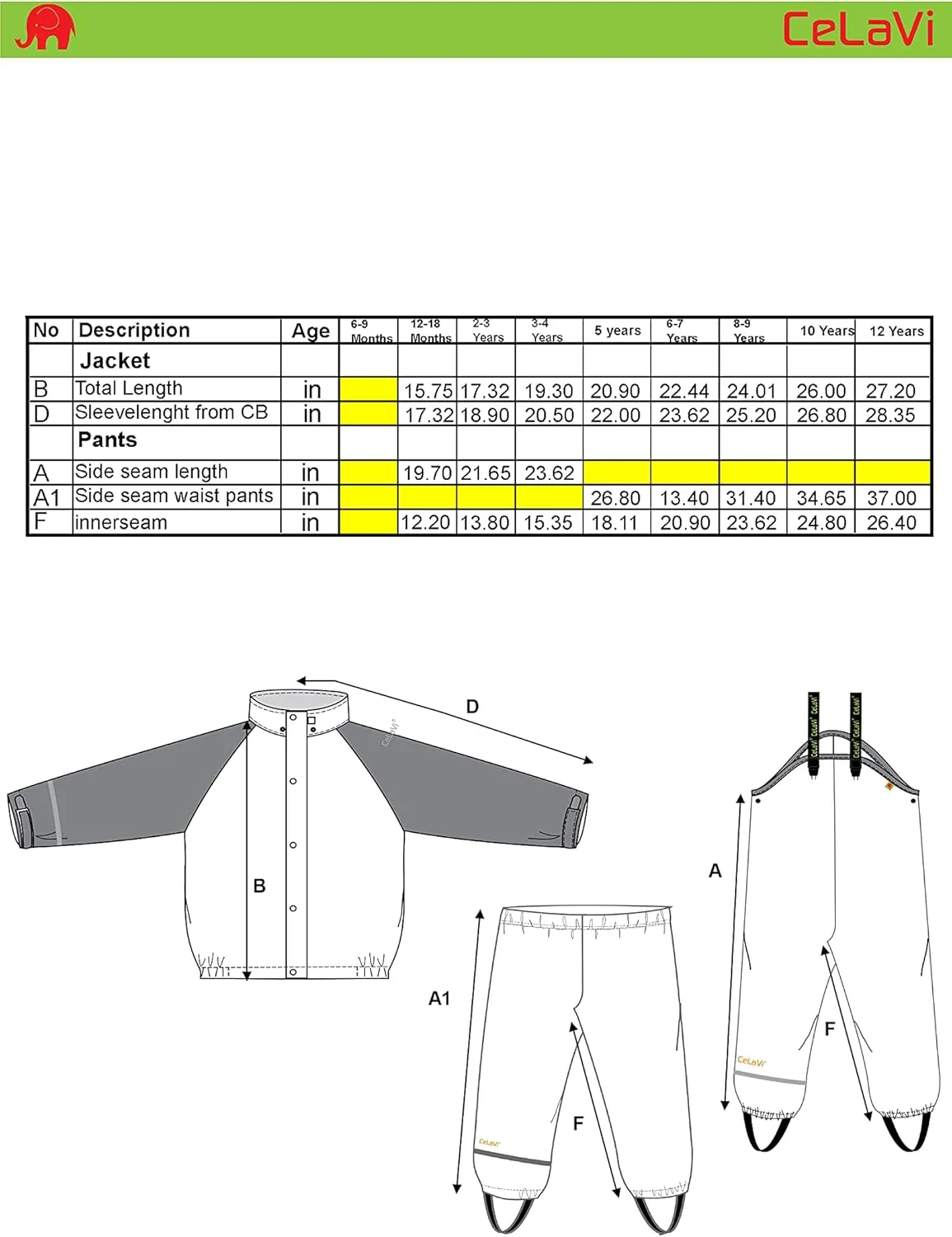 European Kids Wind, Mud, Snow and Waterproof Rain Pants Dungarees Unlined and Fleece Lined for Boys Girls