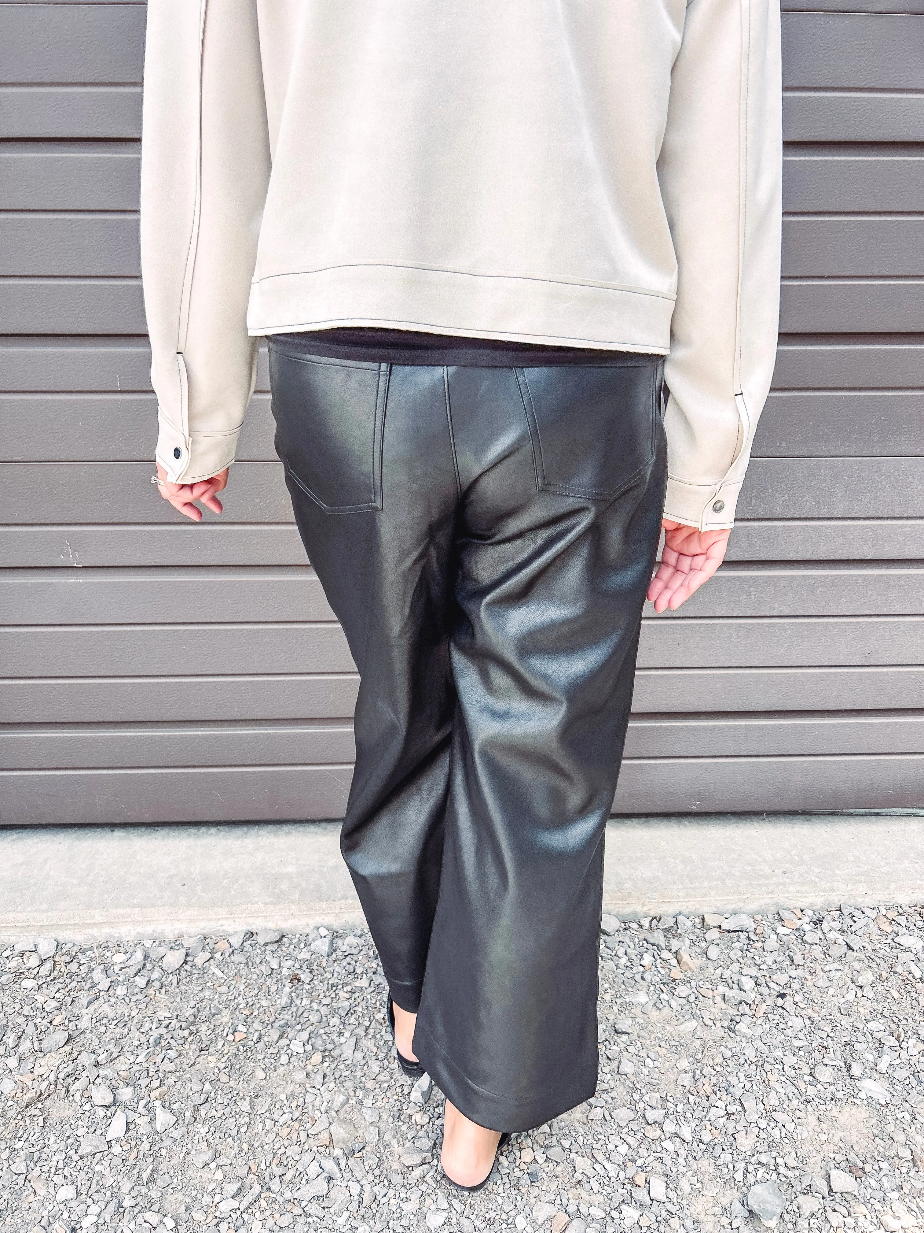 Faux Leather Wide Leg Pants