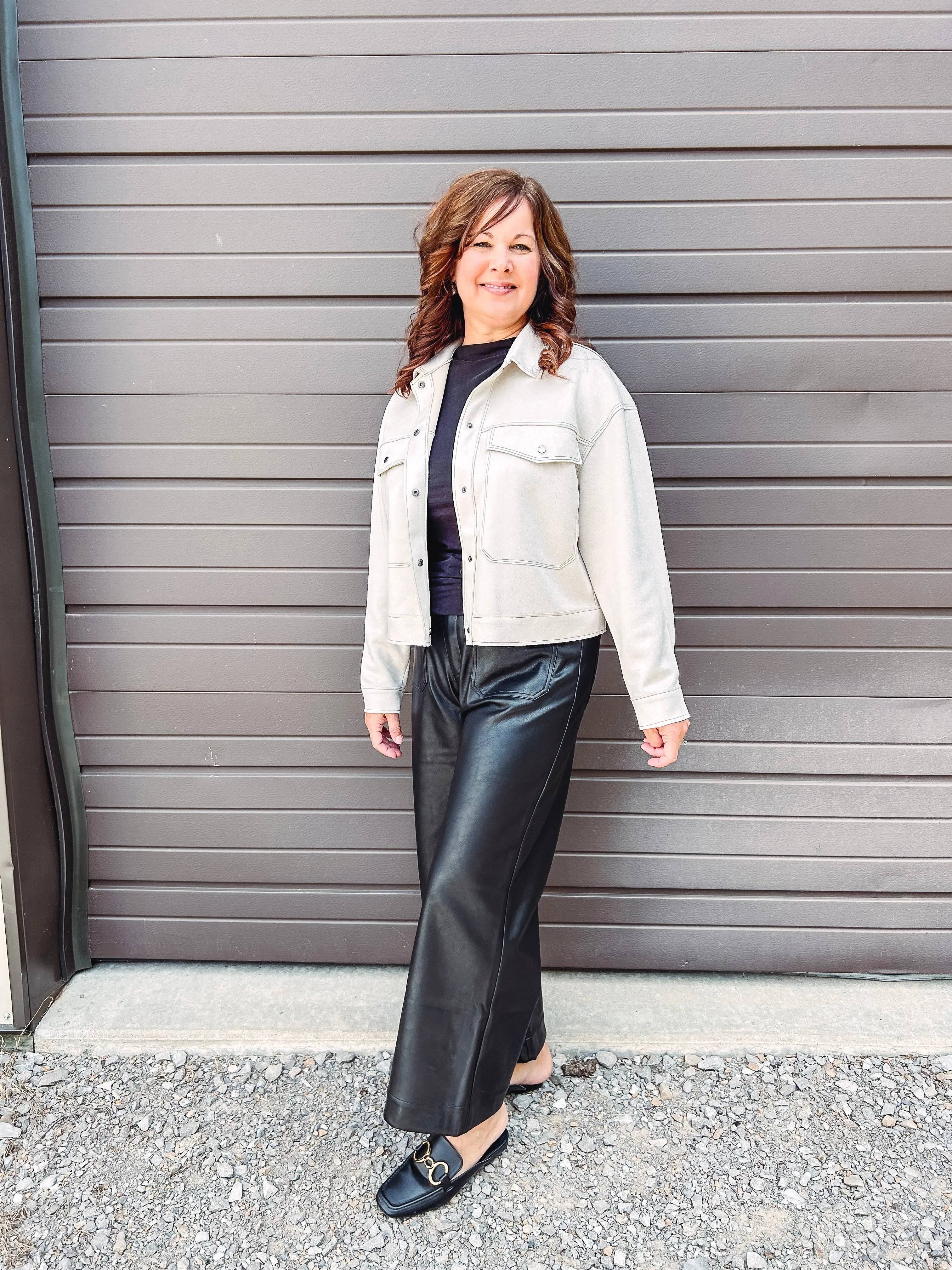 Faux Leather Wide Leg Pants