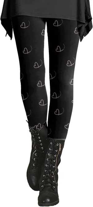 Gifts Compression Leggings for Women with Pockets Plus Size Leggings with Pockets Tummy Control Valentines Day Love PatternLeggings Under Dress Thin Leggings with Bowtie Knees Jeggings High Waist
