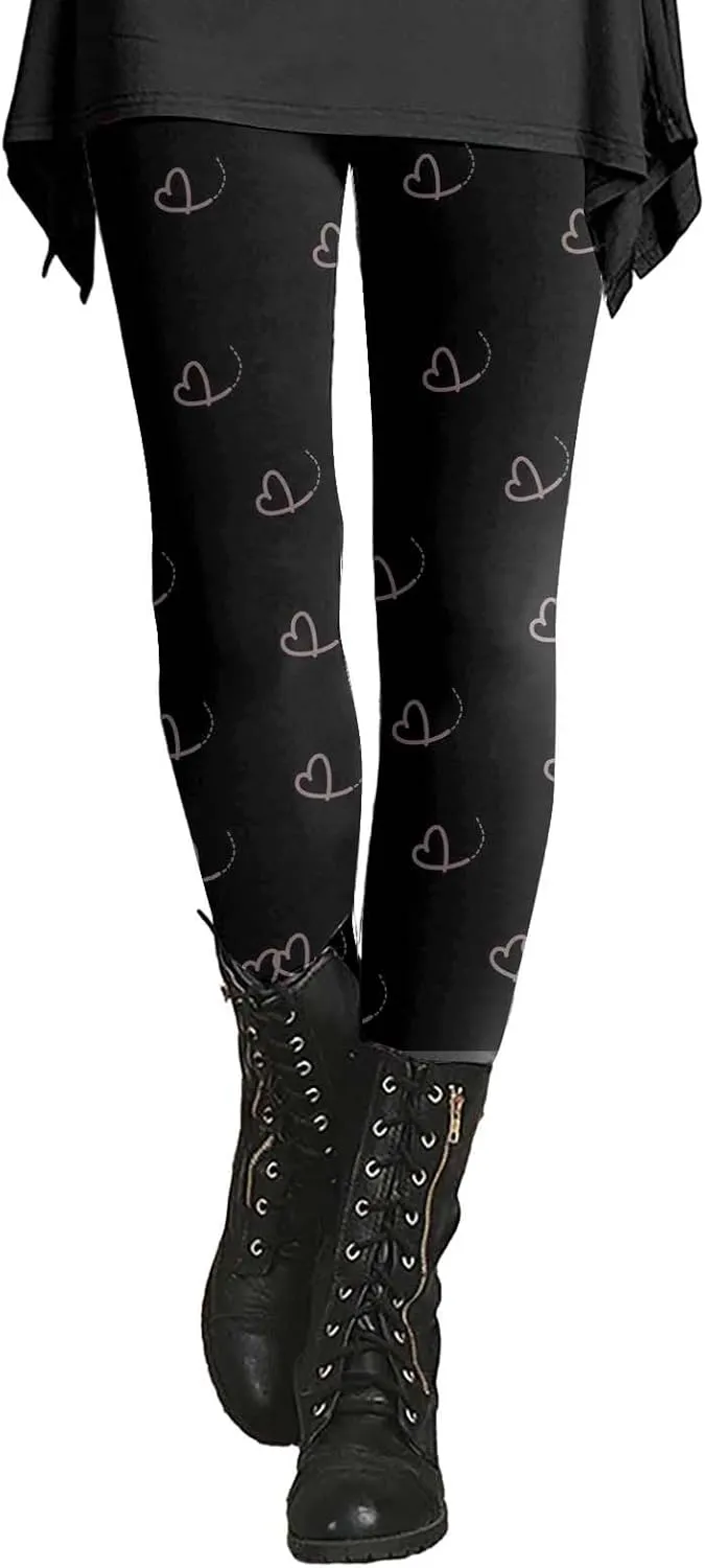 Gifts Compression Leggings for Women with Pockets Plus Size Leggings with Pockets Tummy Control Valentines Day Love PatternLeggings Under Dress Thin Leggings with Bowtie Knees Jeggings High Waist