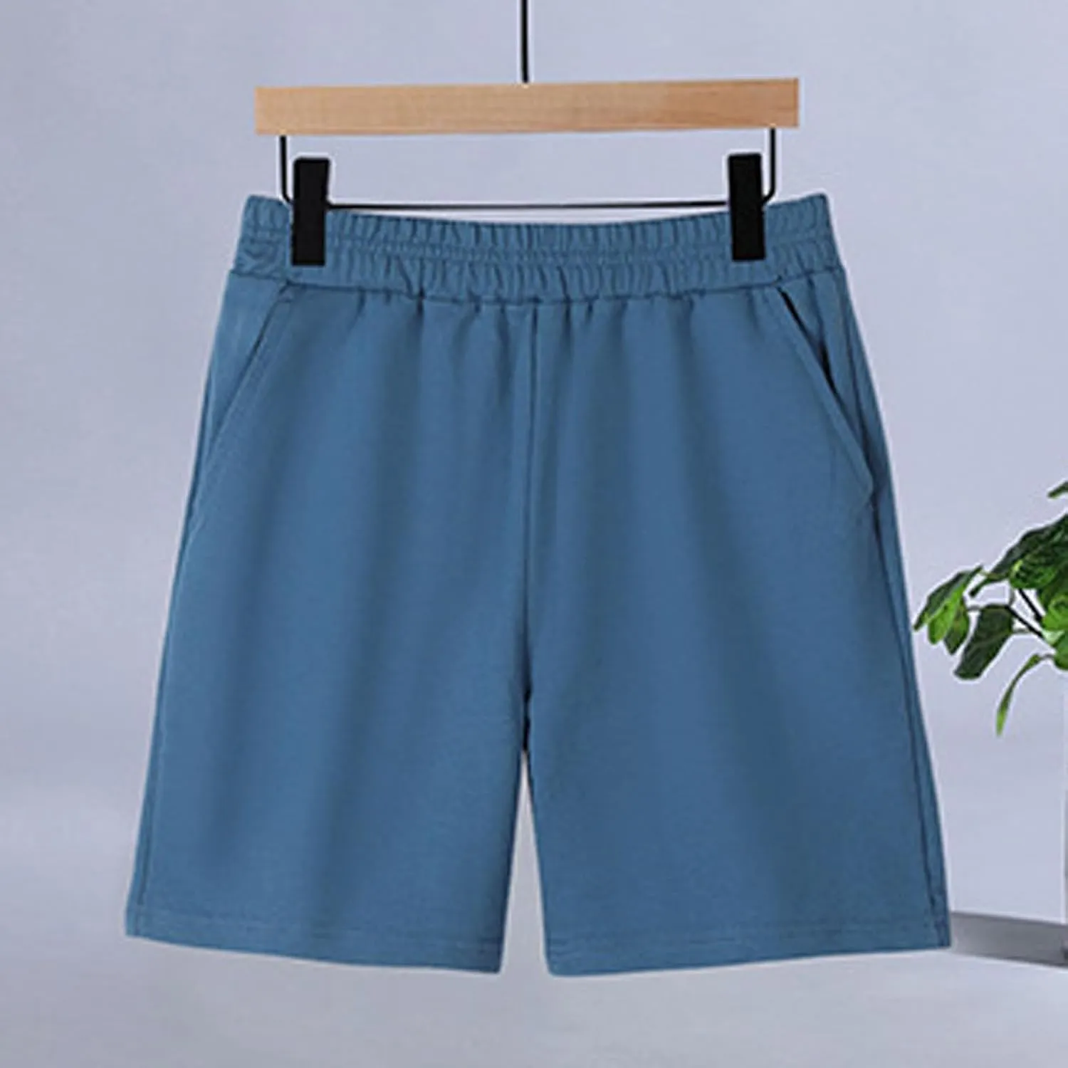 Girls Boys Shorts Summer Cotton Athletic Knee Length Pants with Pockets Elastic Wasted Drawstring Wide Leg Trousers