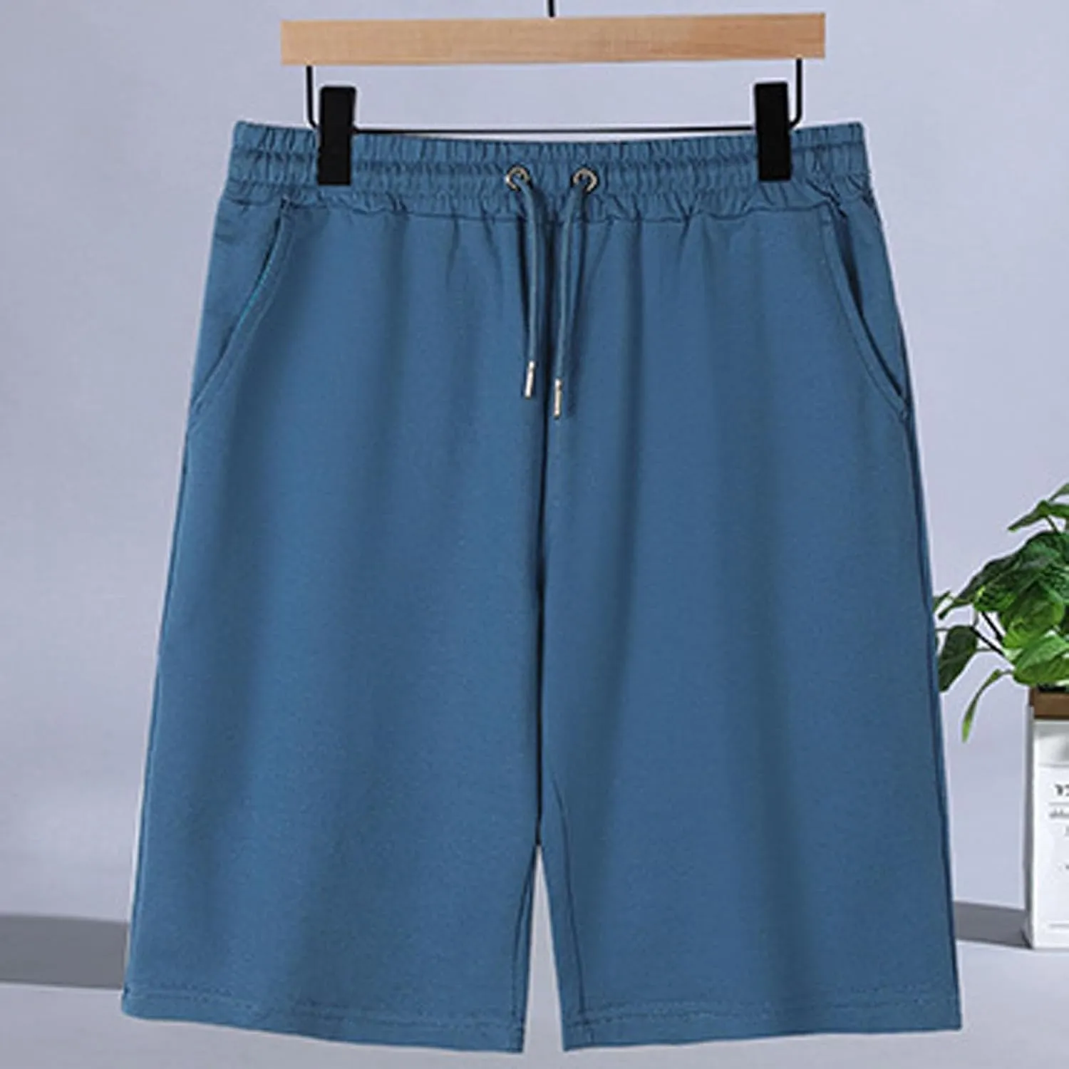 Girls Boys Shorts Summer Cotton Athletic Knee Length Pants with Pockets Elastic Wasted Drawstring Wide Leg Trousers