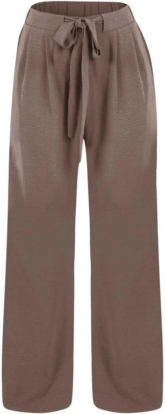 Girls Palazzo Pants High Waist Wide Leg Sweatpants Drawstring Kids Flowy Casual Trousers Loose Plain Elastic