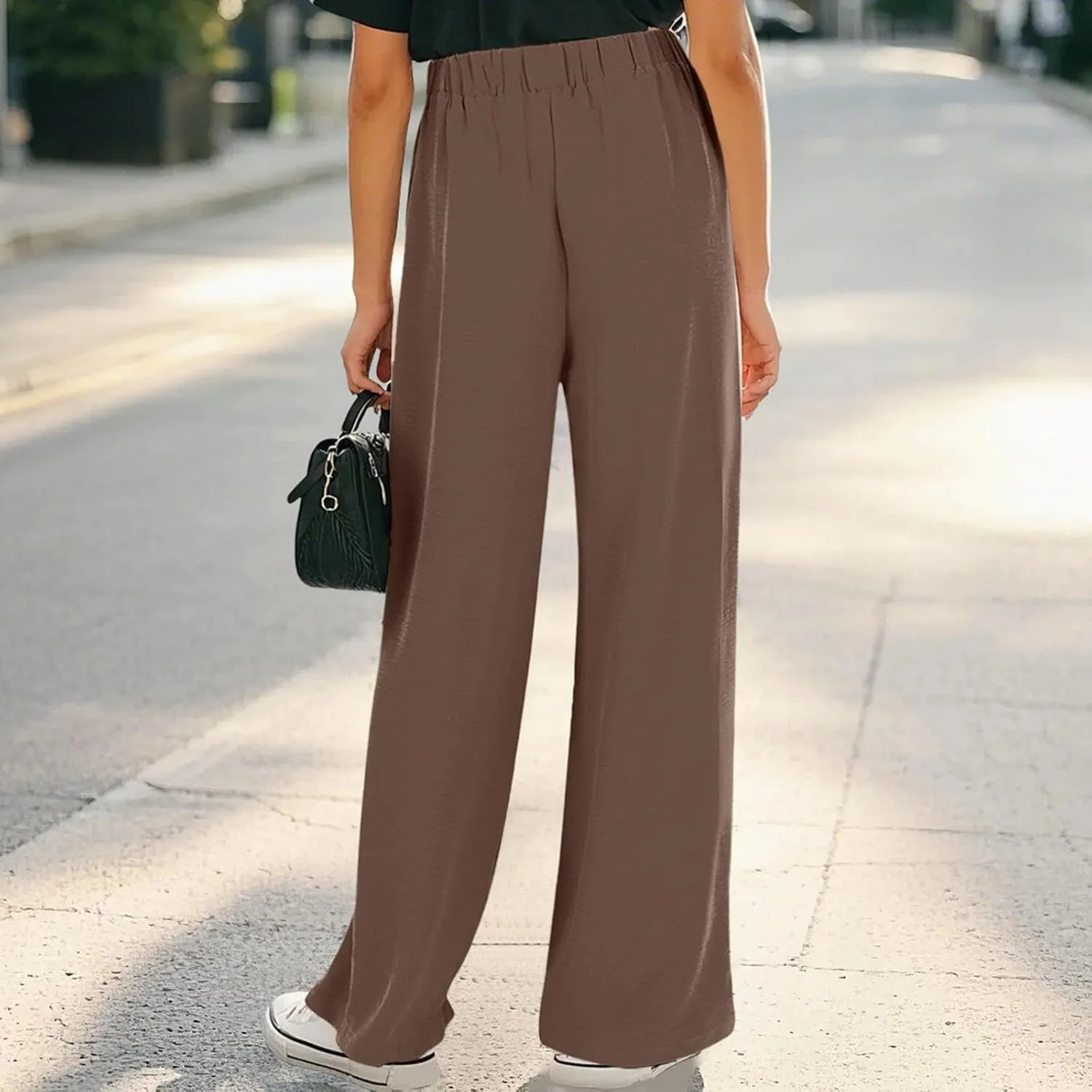 Girls Palazzo Pants High Waist Wide Leg Sweatpants Drawstring Kids Flowy Casual Trousers Loose Plain Elastic