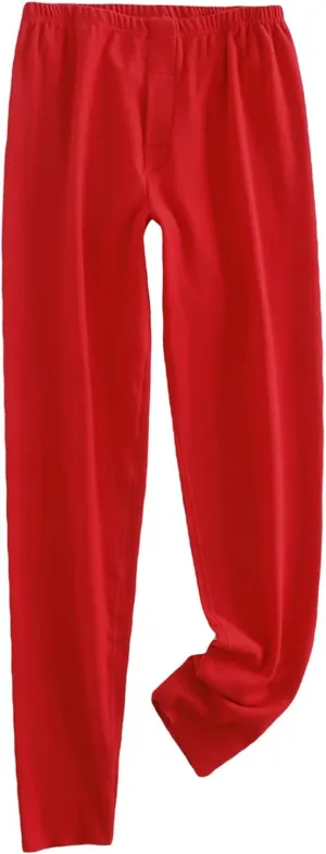 JEsilunmaMY Men's Lounge Pants Elastic Waist Fall Winter Fleece Pajama Pants Solid Color Soft Comfy Lounge Sleep Trousers (Red,3X-Large)