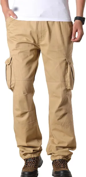 JEsilunmaMY Men's Outdoor Military Pants Multi-Pocket Slacks Loose Straight Leg Cargo Pants Combat Tactical Jogger Trousers