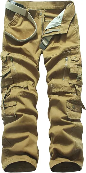 JEsilunmaMY Men's Wash Cargo Pants Multi-Pocket Casual Baggy Straight Cotton Pants Plus Size Outdoor Military Army Trousers