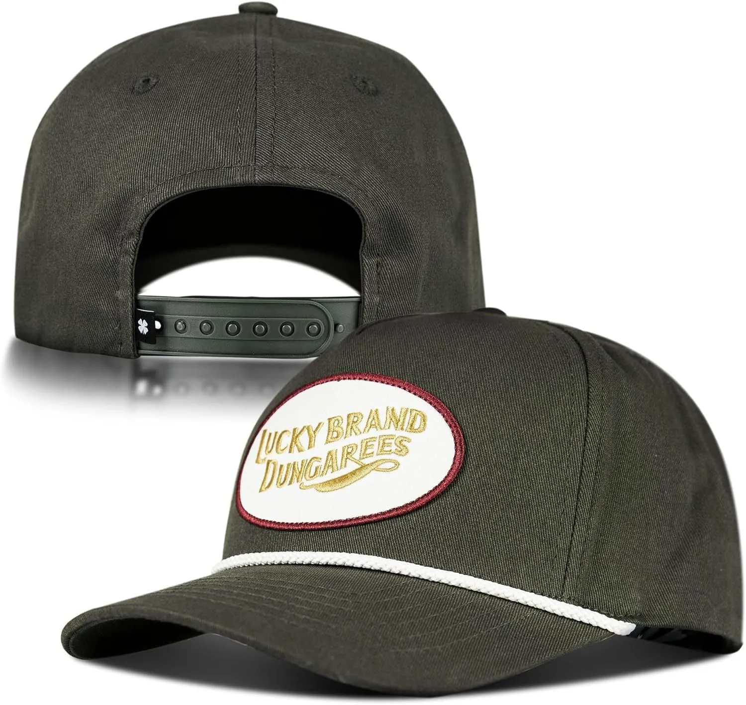 Lucky Brand Snapback Hat | Adjustable | Baseball Cap | Retro | American Heritage | 5 Panel Design | Cotton Canvas
