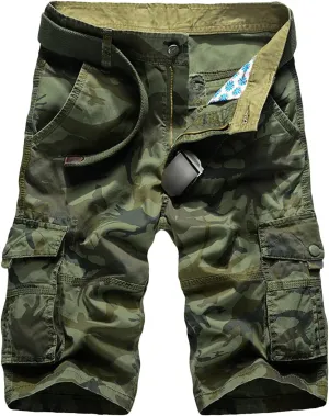 Maiyifu-GJ Men Relaxed Fit Camo Cargo Shorts Camouflage Multi Pockets Outdoor Short Pants Lightweight Loose Military Short