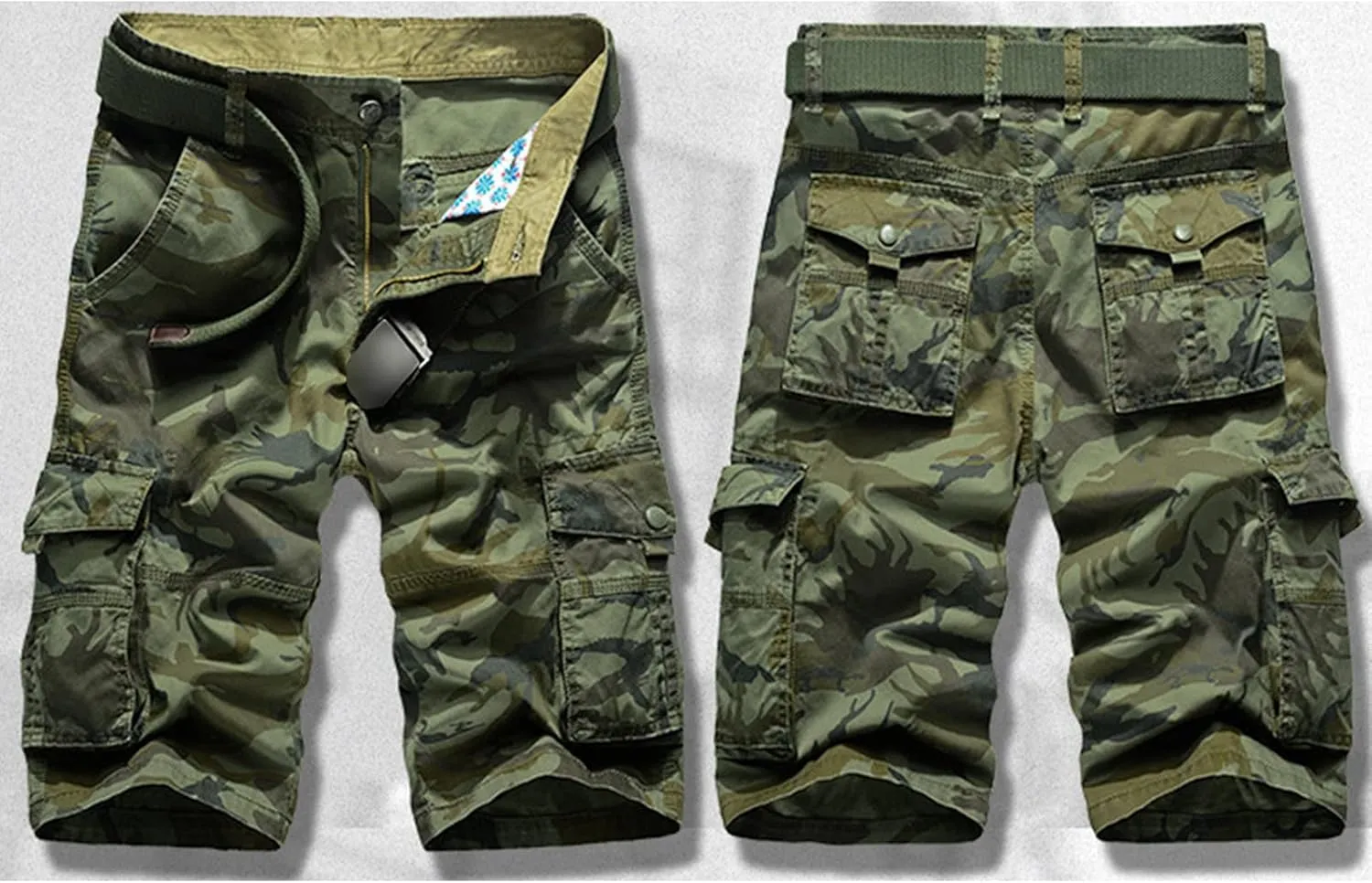 Maiyifu-GJ Men Relaxed Fit Camo Cargo Shorts Camouflage Multi Pockets Outdoor Short Pants Lightweight Loose Military Short