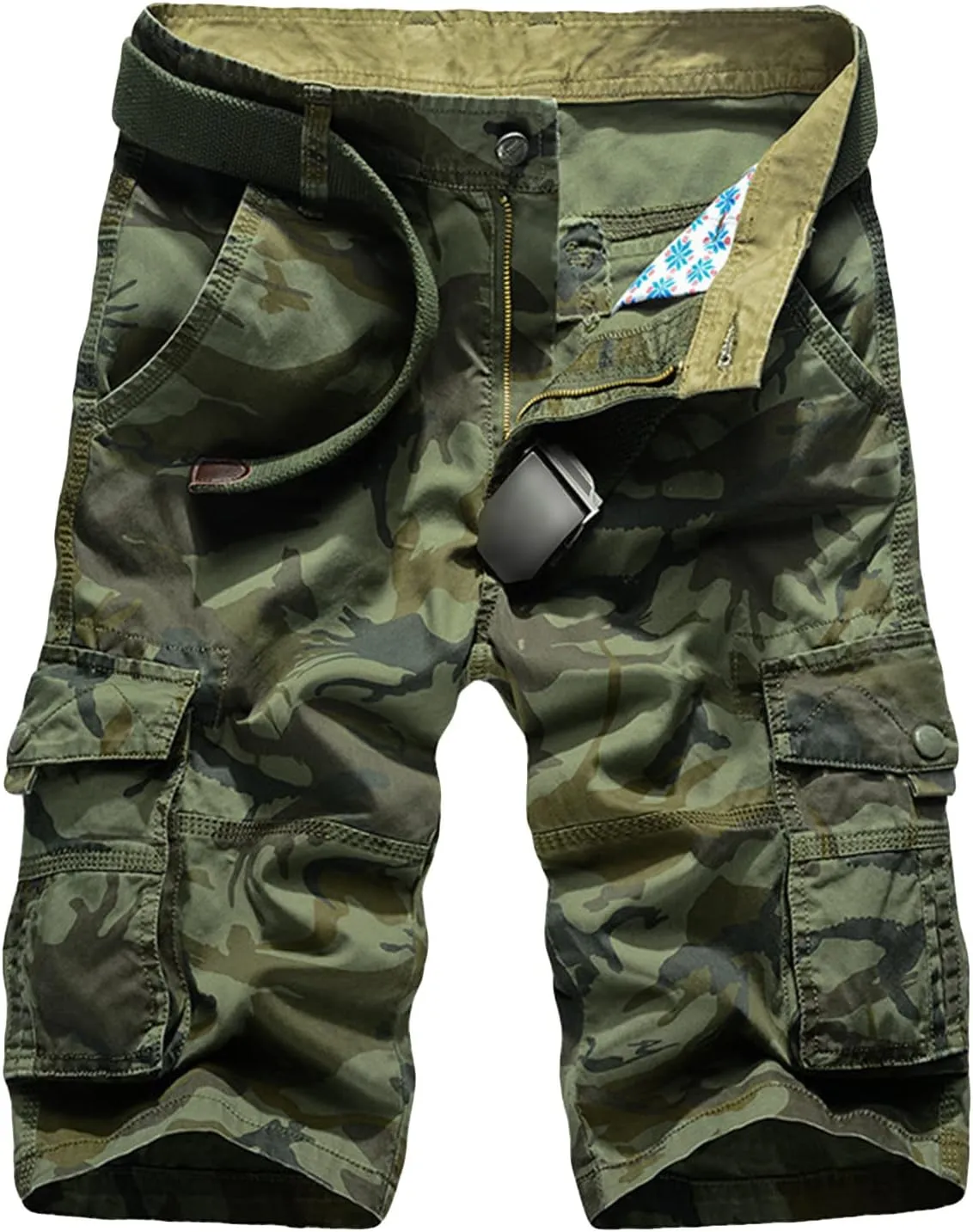 Maiyifu-GJ Men Relaxed Fit Camo Cargo Shorts Camouflage Multi Pockets Outdoor Short Pants Lightweight Loose Military Short