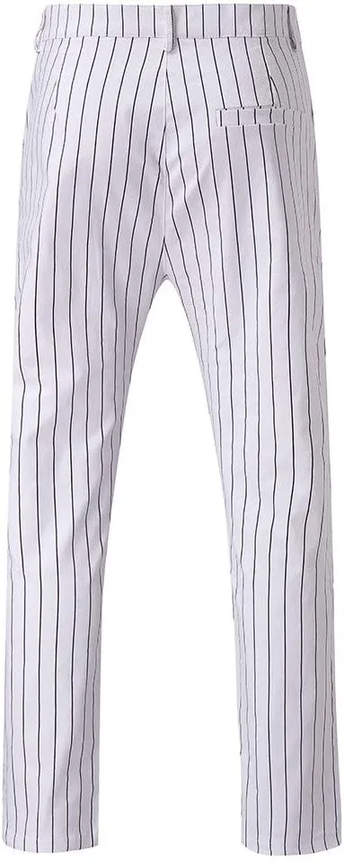 Maryia Men's Slim Fit Striped Pants Summer Fashion Stretch Skinny Sweatpants Business Casual Straight-Leg Trousers