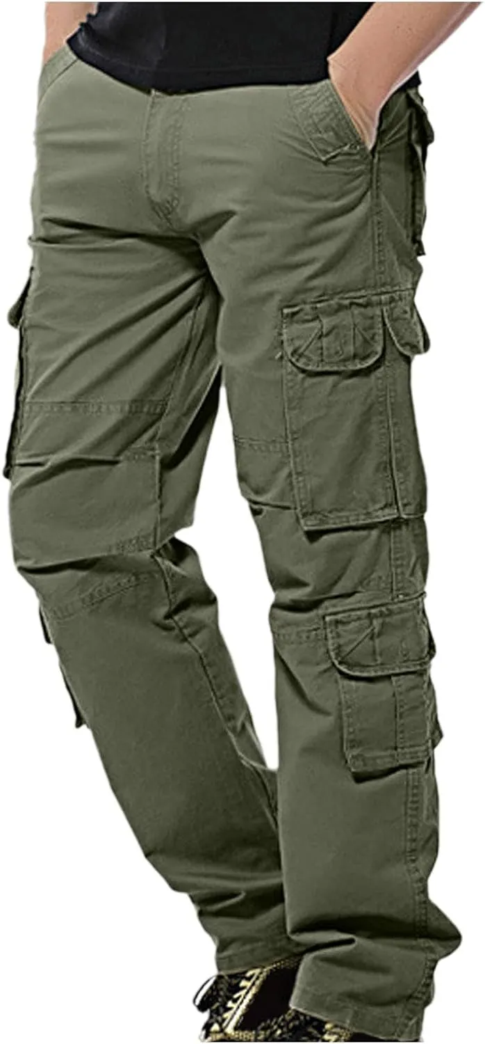 Men Work Pants - Heavy Duty Safety Combat Cargo Pants - Multi Pockets - Knee Pad Pockets - Durable Workwear