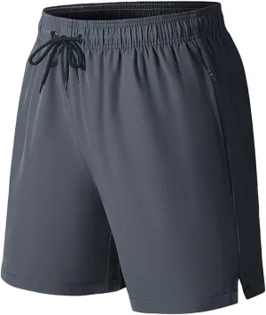 Men's 2 in 1 Workout Running Shorts Lightweight Quick Dry Training Active Yoga Gym 5"" Short with Zipper Pockets