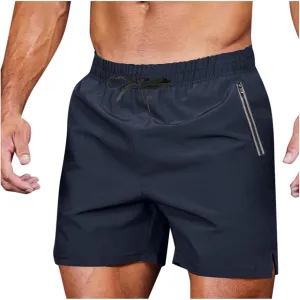 Mens Gym Workout Shorts Lightweight Bodybuilding Athletic Quick Dry Shorts Running Training with Zip Pockets