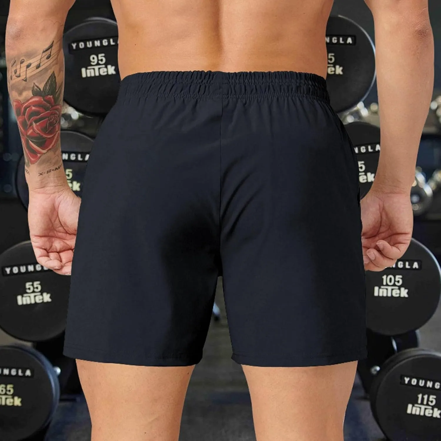 Mens Gym Workout Shorts Lightweight Bodybuilding Athletic Quick Dry Shorts Running Training with Zip Pockets