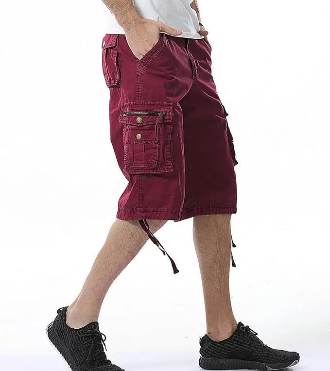 Men's Multi Pocket Zipper Cargo Short Outdoor Casual Loose Fit Dungarees Shorts, 30, Khakia1