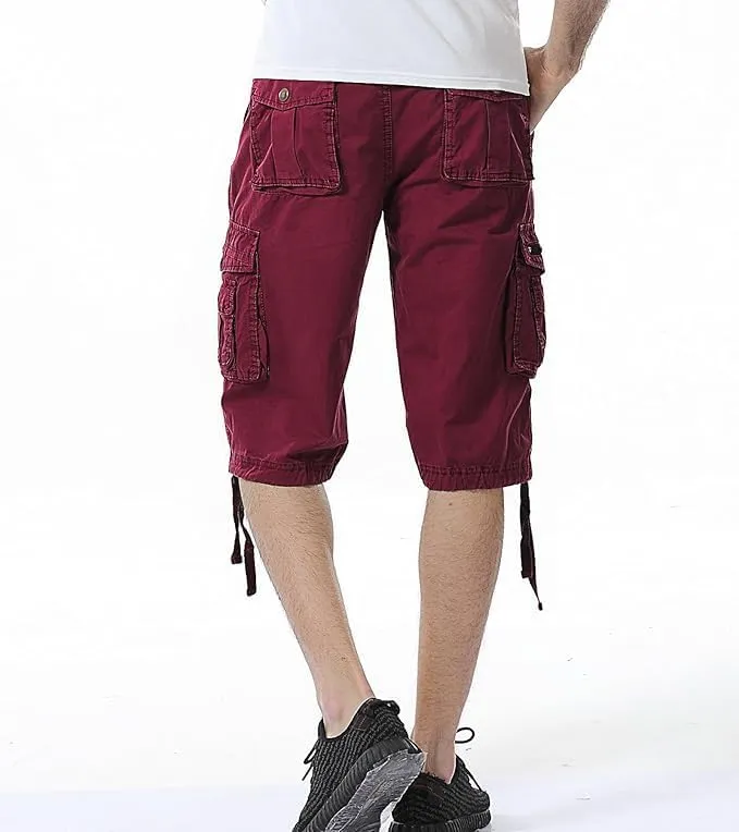 Men's Multi Pocket Zipper Cargo Short Outdoor Casual Loose Fit Dungarees Shorts, 30, Khakia1
