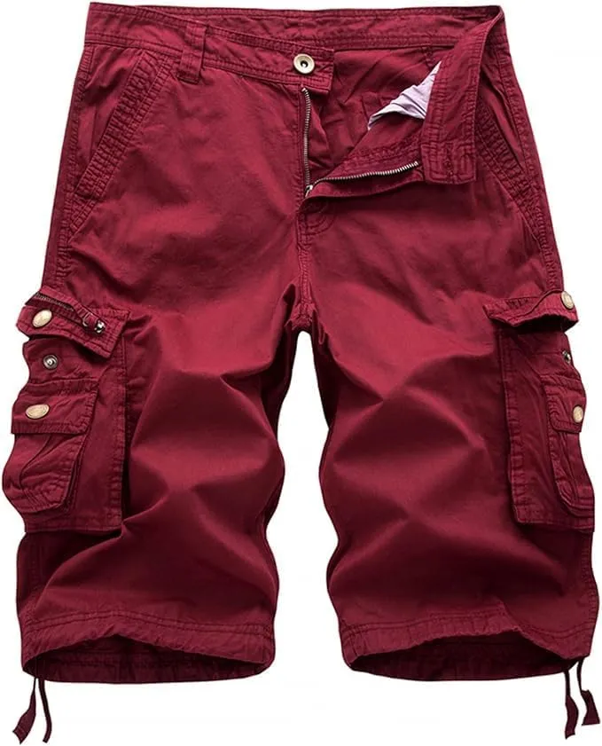 Men's Multi Pocket Zipper Cargo Short Outdoor Casual Loose Fit Dungarees Shorts, 30, Khakia1