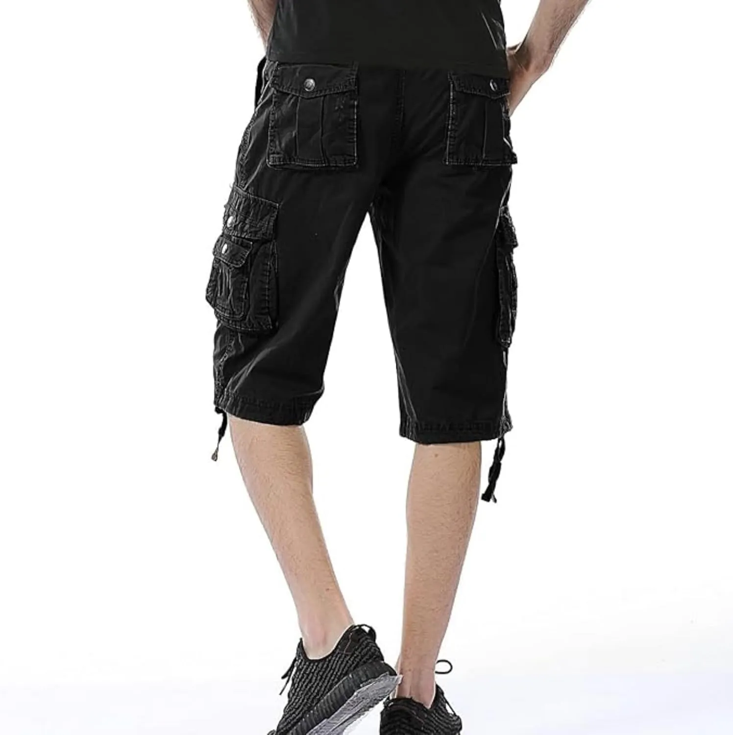 Men's Multi Pocket Zipper Cargo Short Outdoor Casual Loose Fit Dungarees Shorts, 30, Khakia1