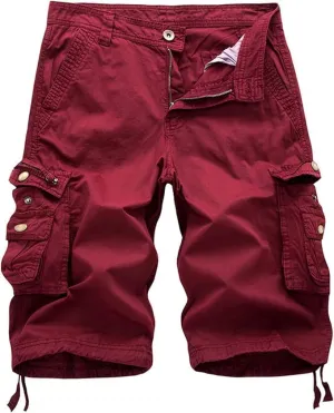 Men's Multi Pocket Zipper Cargo Short Outdoor Casual Loose Fit Dungarees Shorts, 30, Khakia1