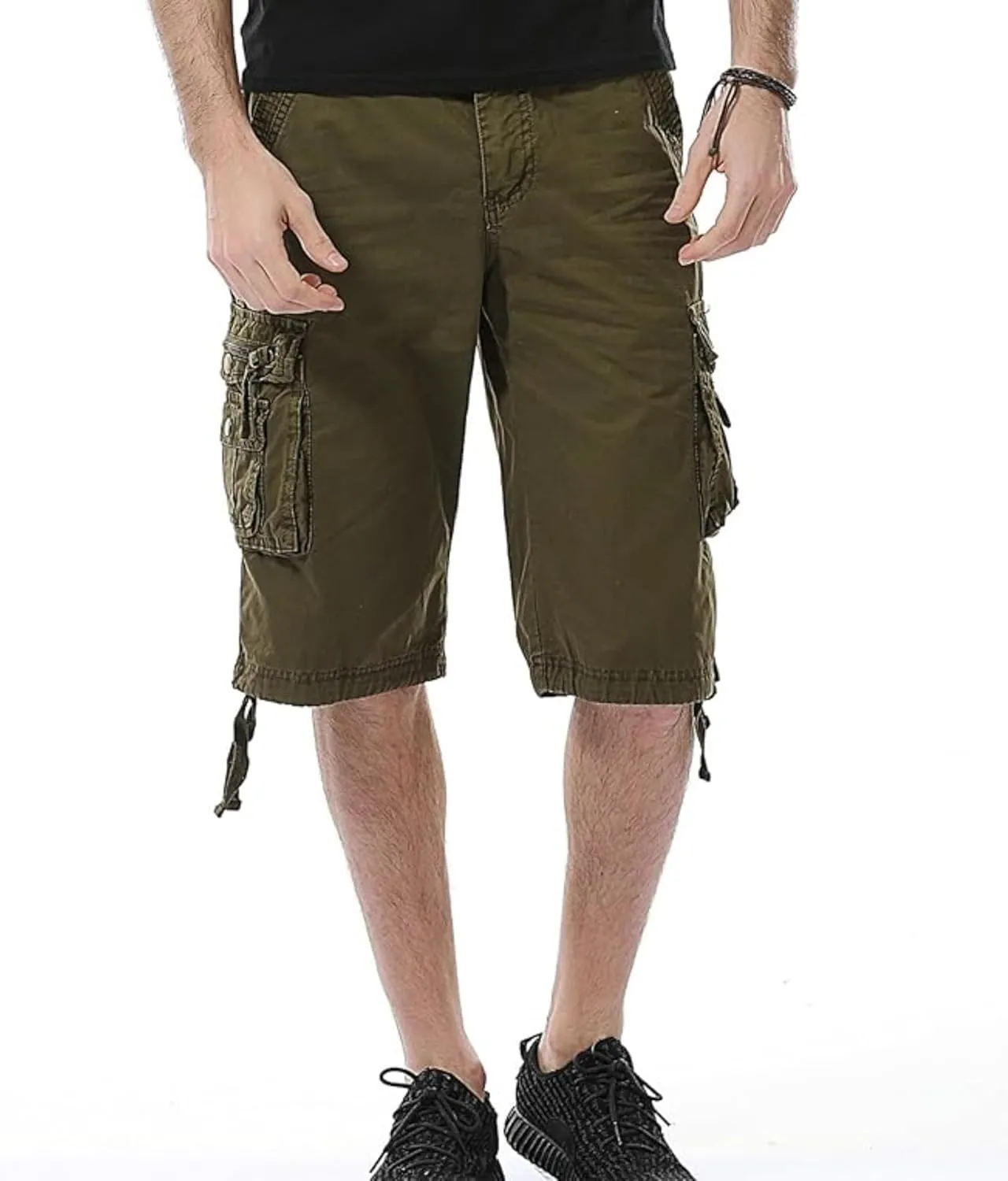 Men's Multi Pocket Zipper Cargo Short Outdoor Casual Loose Fit Dungarees Shorts, 30, Khakia1