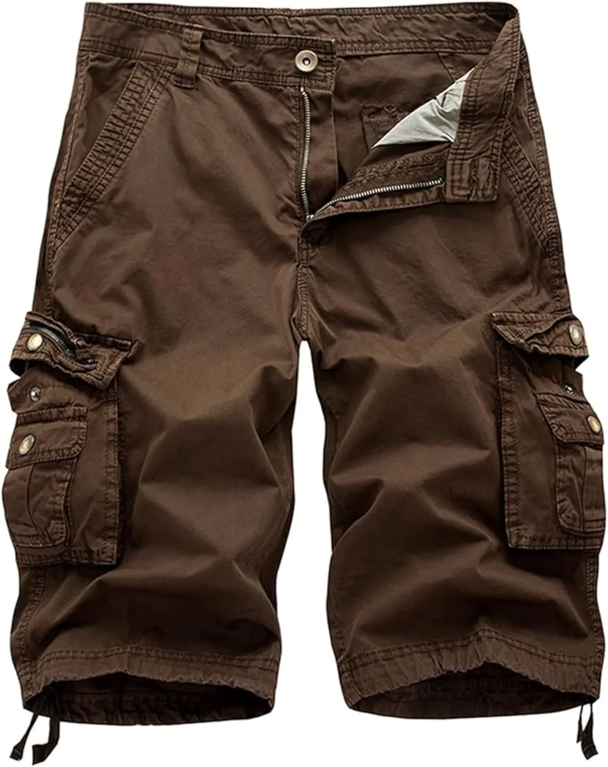 Men's Multi Pocket Zipper Cargo Short Outdoor Casual Loose Fit Dungarees Shorts, 30, Khakia1