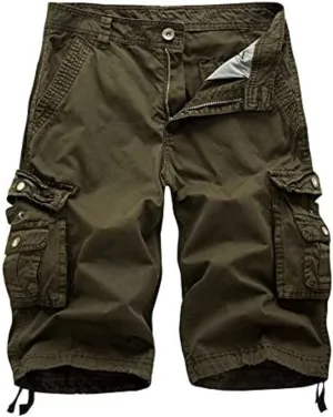 Men's Multi Pocket Zipper Cargo Short Outdoor Casual Loose Fit Dungarees Shorts, 30, Khakia1