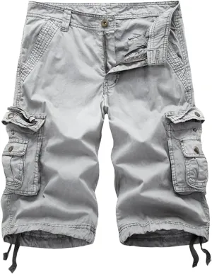 Men's Multi Pocket Zipper Cargo Short Outdoor Casual Loose Fit Dungarees Shorts, 30, Khakia1