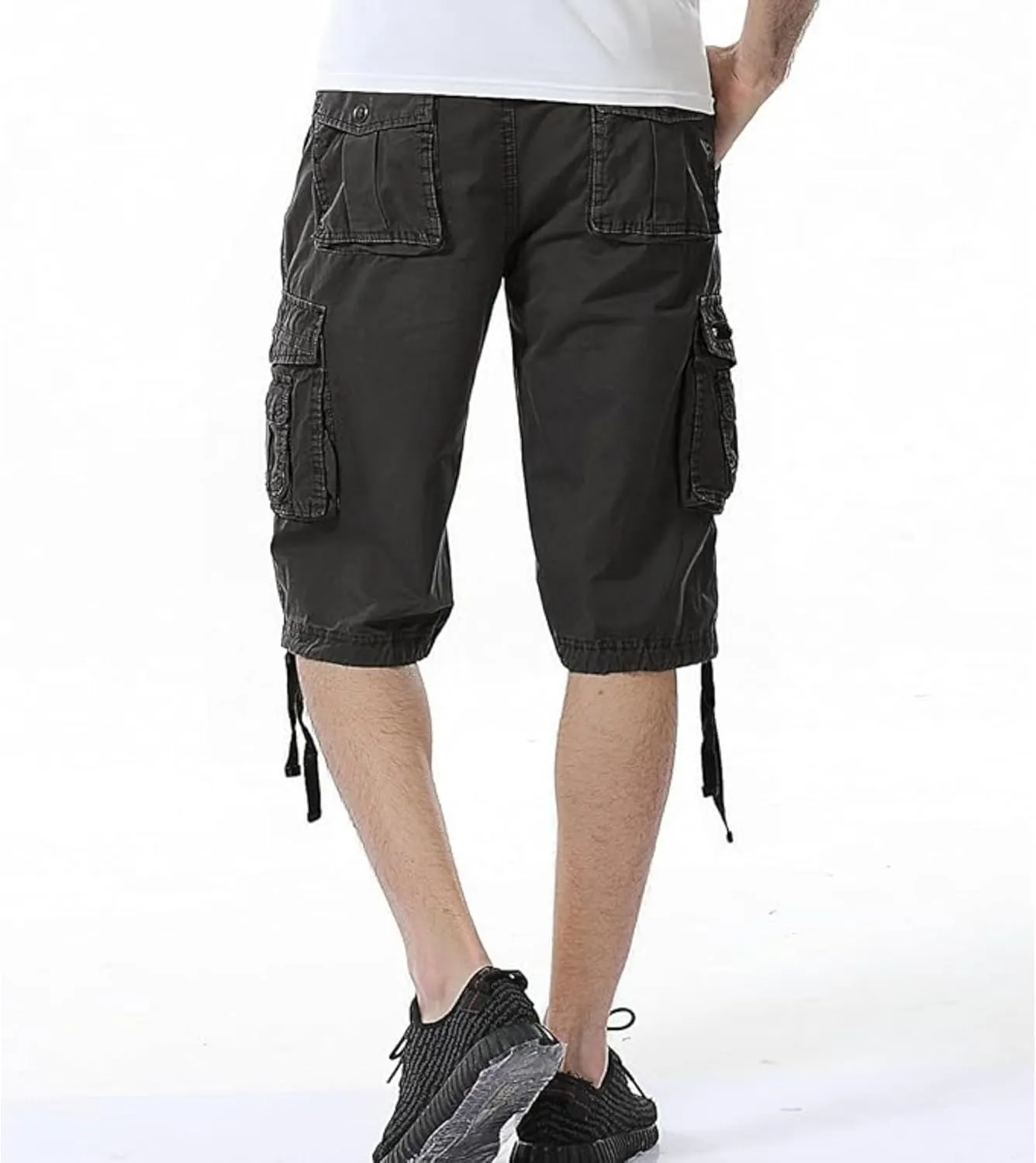 Men's Multi Pocket Zipper Cargo Short Outdoor Casual Loose Fit Dungarees Shorts, 30, Khakia1