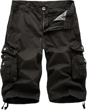 Men's Multi Pocket Zipper Cargo Short Outdoor Casual Loose Fit Dungarees Shorts, 30, Khakia1