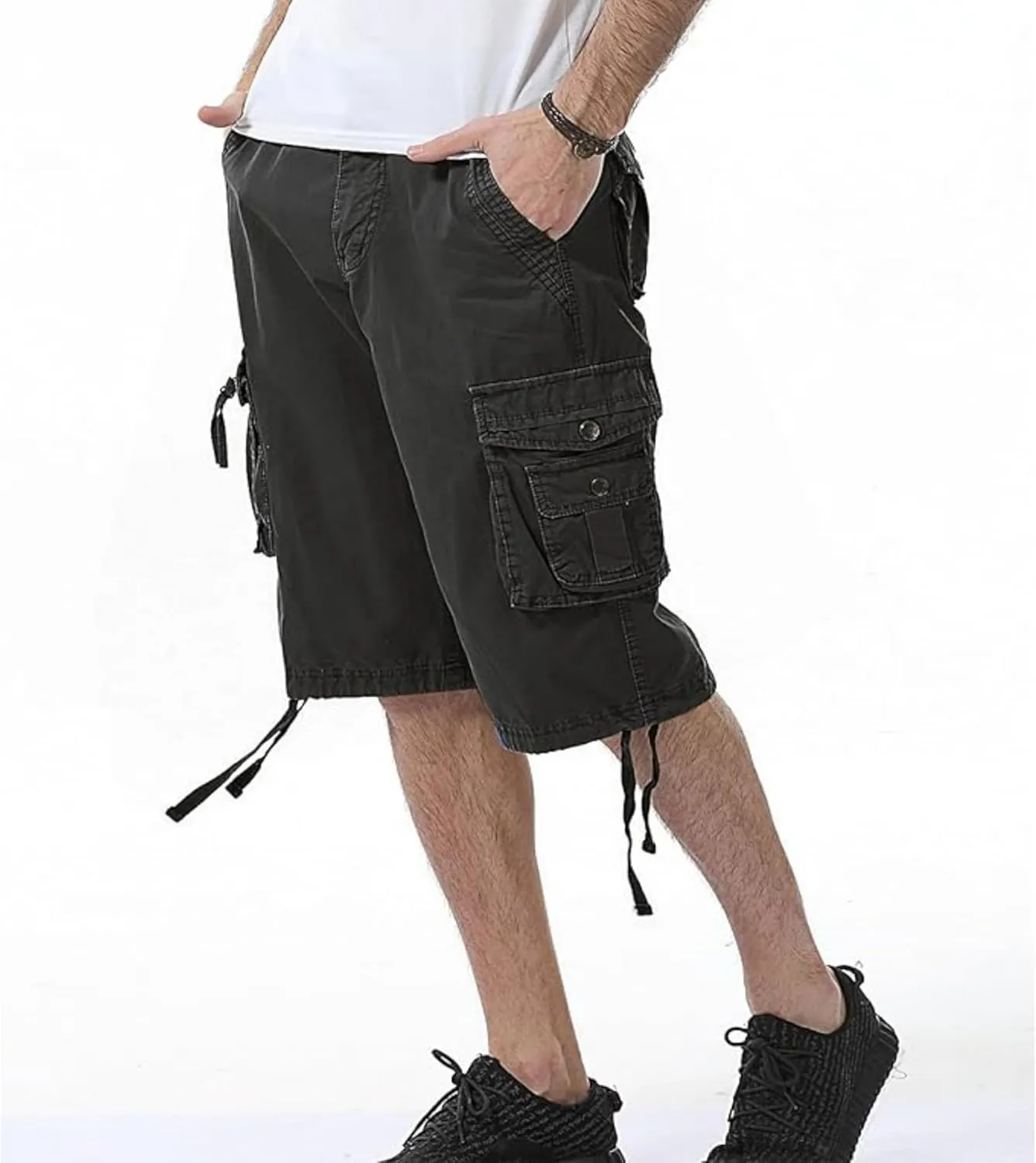 Men's Multi Pocket Zipper Cargo Short Outdoor Casual Loose Fit Dungarees Shorts, 30, Khakia1