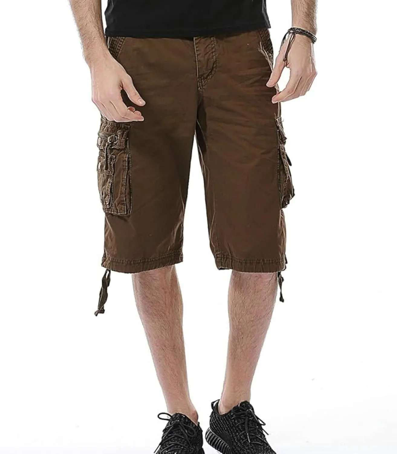 Men's Multi Pocket Zipper Cargo Short Outdoor Casual Loose Fit Dungarees Shorts, 30, Khakia1