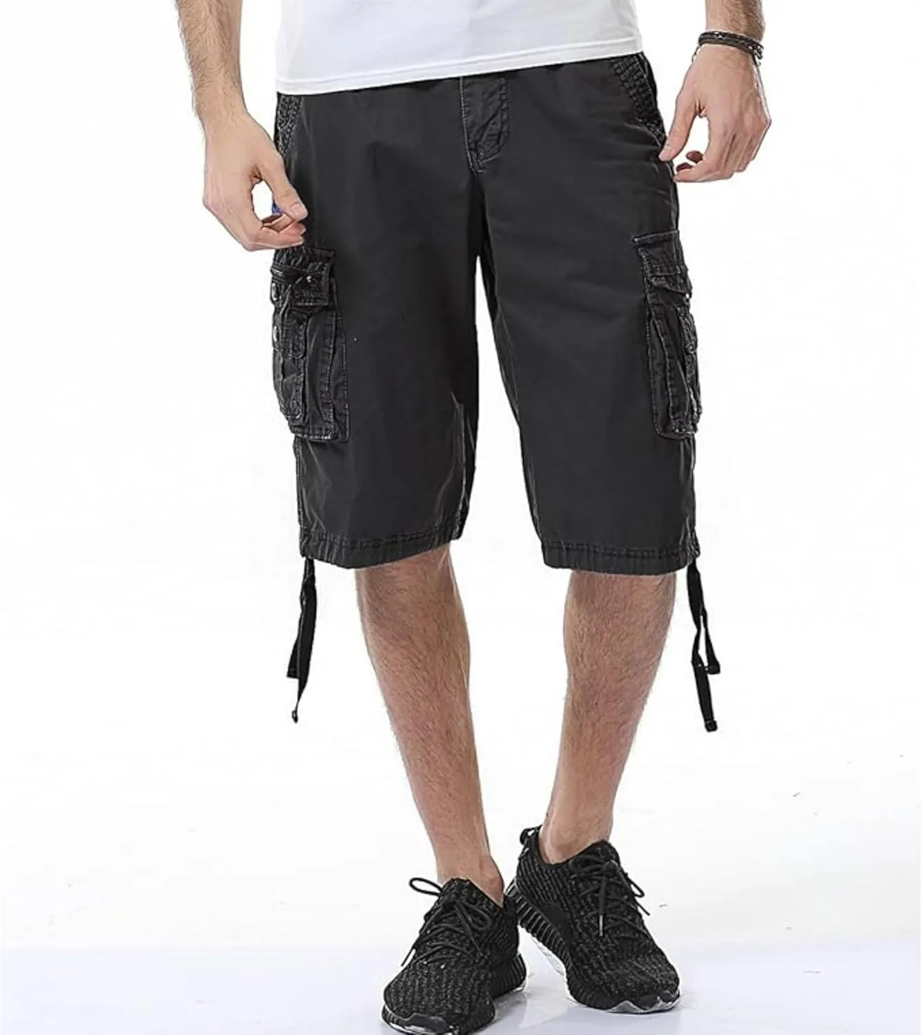 Men's Multi Pocket Zipper Cargo Short Outdoor Casual Loose Fit Dungarees Shorts, 30, Khakia1