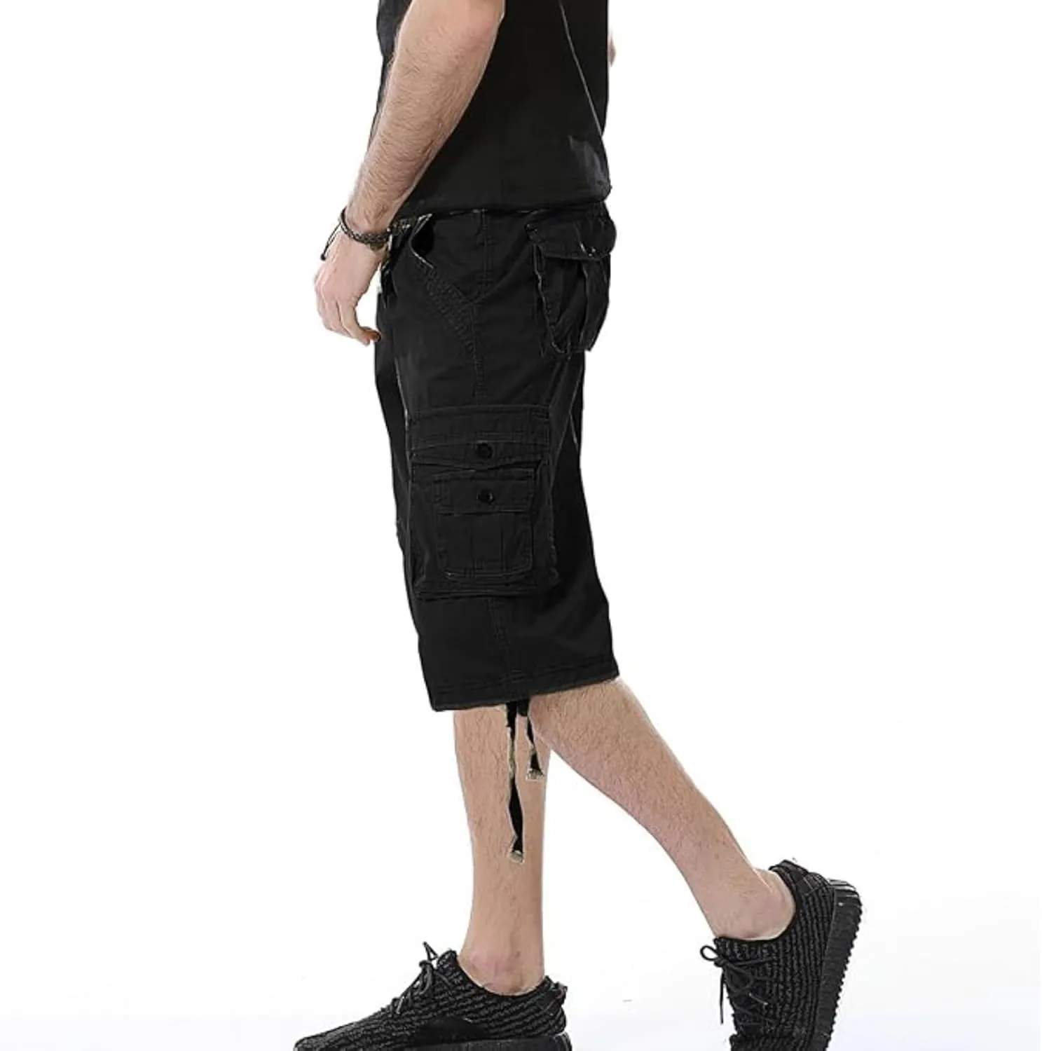 Men's Multi Pocket Zipper Cargo Short Outdoor Casual Loose Fit Dungarees Shorts, 30, Khakia1
