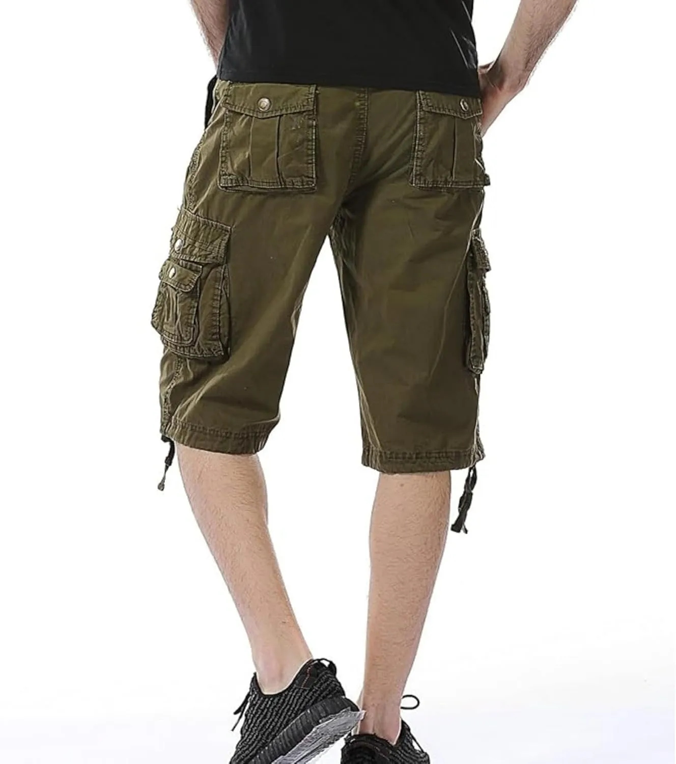 Men's Multi Pocket Zipper Cargo Short Outdoor Casual Loose Fit Dungarees Shorts, 30, Khakia1